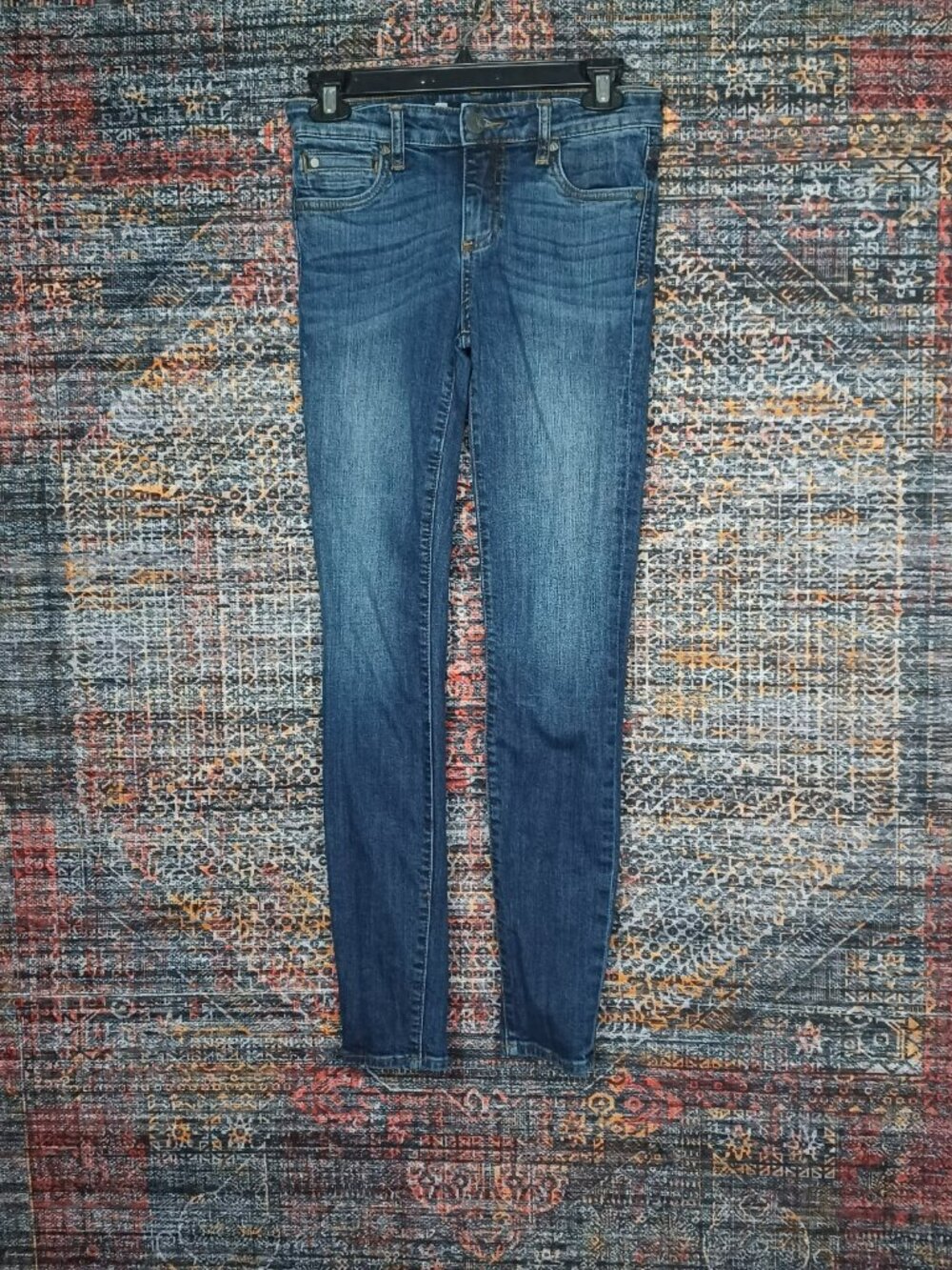 KFTK womens dark distressed Mia Toothpick stretch skinny jeans 0x30 EUC